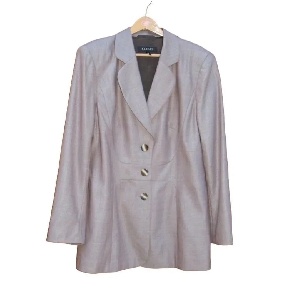 Escada Light Brown Stretch Silk Wool Blazer